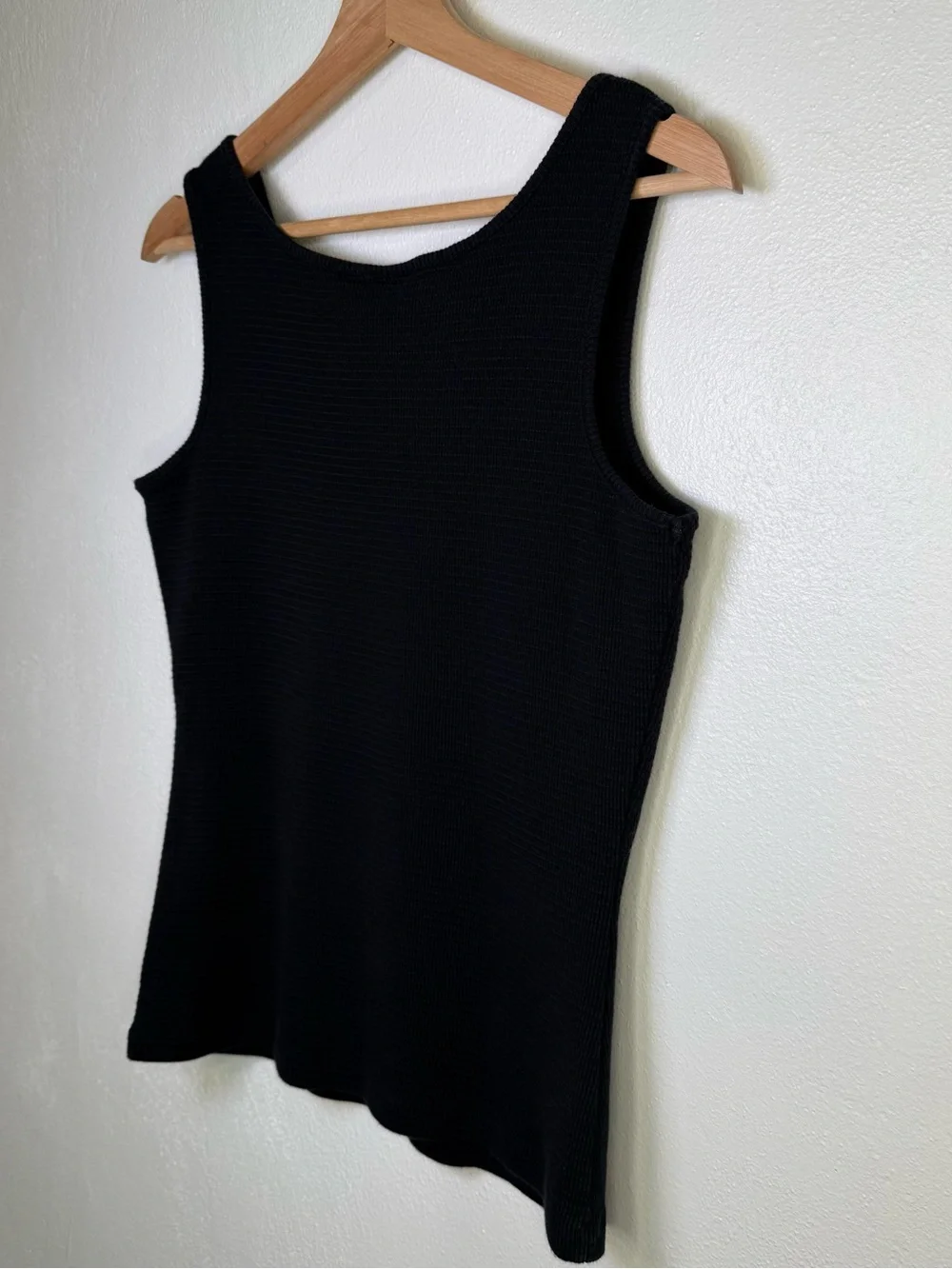 Bisou Bisou Women's Vintage Y2K Black Ribbed Knit Fitted Boho Tank Top Size XL - Picture 14 of 16